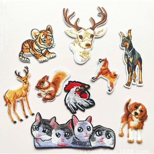 50pcs/Lot Cartoon Animals Dog Embroidery Patches Letters Clothing Decoration Accessories Diy Iron Heat Transfer Applique