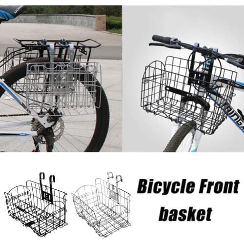 Bicycle Accessories Wire Mesh Front Basket Fold-Up and Detachable Basket for Handlebar/Cargo Carrier