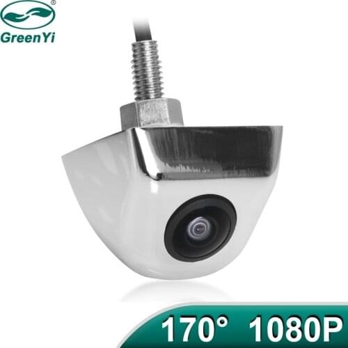 GreenYi 170 Degree AHD 1920x1080P Chrome Vehicle Rear View Camera Metal Body Car Reverse Fisheye Lens Silver Camera