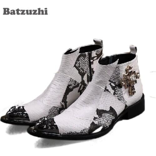 Batzuzhi Man Boots high help mans leather boots Luxury Handsome pointed steel-toed Botas Wedding Ankle Boots for man,Size 38-46