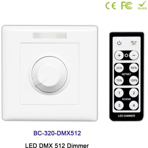 BC-320-DMX512 Wall-mounted Knob style LED DMX 512 Dimmer manual switch led dimmer+IR remote for led strip light DC12V-24V