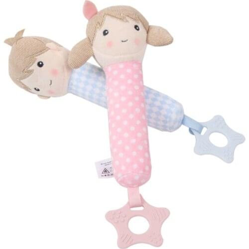 Safe Infant Teether Soft Plush Rattle Handbells Toys Baby Development Soother Handle 0-24 Months