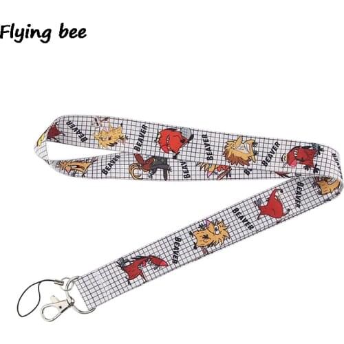 Flyingbee beaver Keychain Cartoon Anime animal Phone Lanyard Fashion Strap Neck Lanyards for ID Card Phone Keys X0515