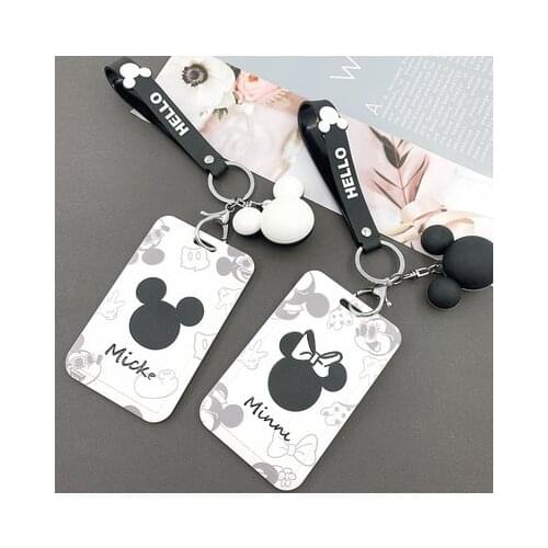Disney Card holder cartoon student campus meal card package ID holder with lanyard bus subway ic card protective cover
