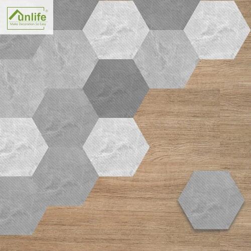Funlife® Grey Marble Hexagon Floor Stickers Anti-Slip Self-Adhesive Waterproof Floor Tiles for Bathroom Kitchen Home Decor