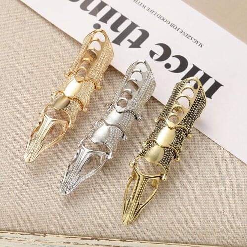 Gothic Rock Scroll Joint Armor Knuckle Metal Full Finger Ring Cool Boys Cospaly DIY Ring For Men Women 2021 Halloween Jewelry