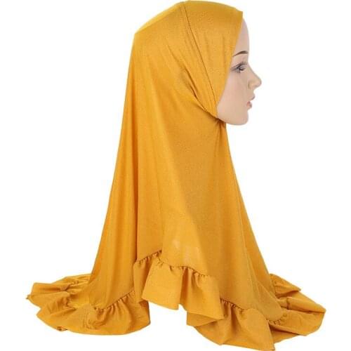 Retail Summer Elastic New Simple Bottom Ruffle Muslim One Piece Hijab 80*65cm