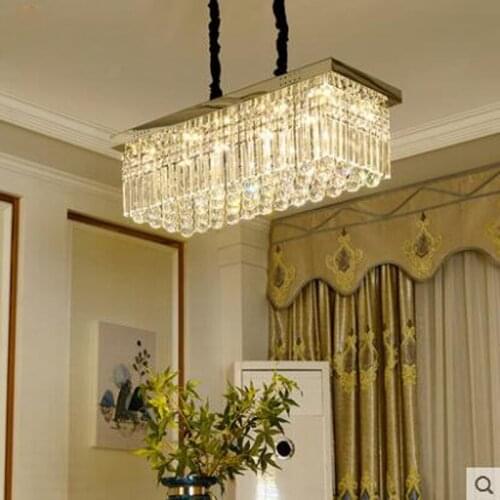 Crystal lamp chandelier restaurant lamp rectangular modern minimalist atmosphere creative living room bedroom dining room lamp
