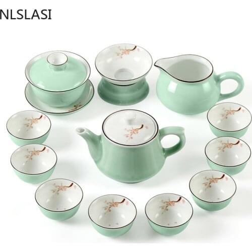 Celadon exquisite ceramic Tea set kettles tea cup porcelain chinese tea set drinkware Travel portable tea set best gifts