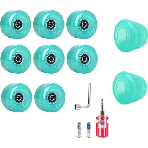 Roller Skate Wheels with Bearings and Toe Stoppers Roller Skate Brake Block Durable 82A Skateboard Wheels Parts