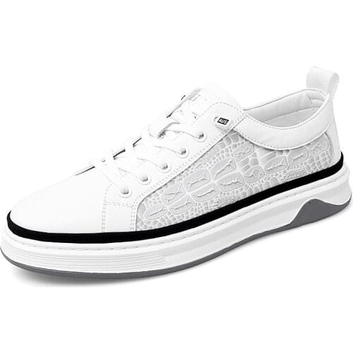 High Quality Sneakers for Men Casual Shoes Luxury Black Shoes Genuine Leather Men Flats Breathable Lace-up Flats Man Footwears