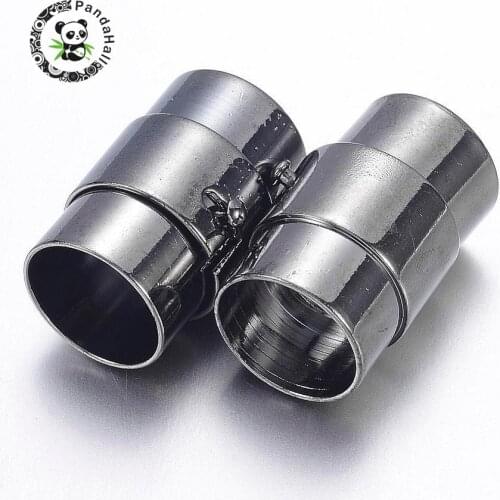 Brass Magnetic Screw Clasps, Column, Black, 19x12mm, Hole: 10mm