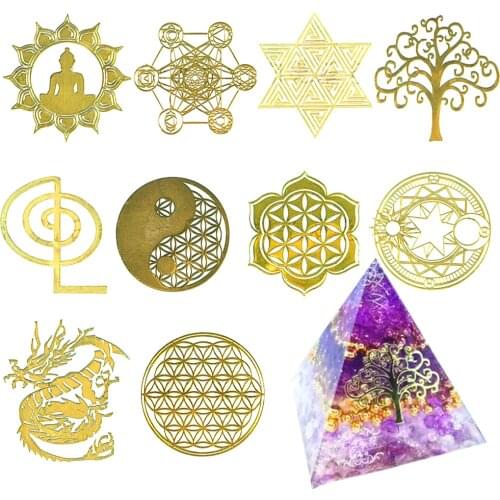 Mix 10pc New Tower Pattern Metal Copper Stickers Energy For DIY Resin Silicone Making Mould Craft Jewelry Tool Jewelry Making