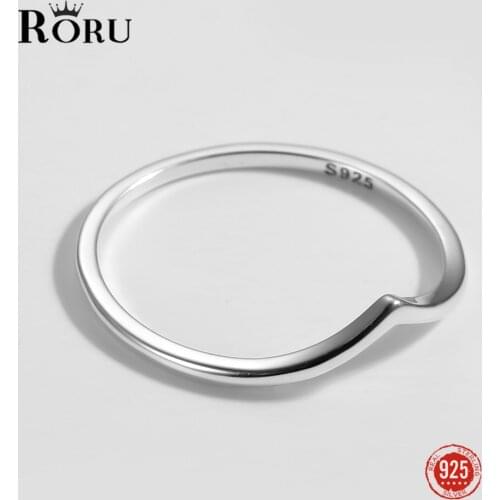 Real 925 Sterling Silver Rings Smooth Sharp Corner Ring Fine Jewelry Stylish Oxidized Silver Finger Rings for Women
