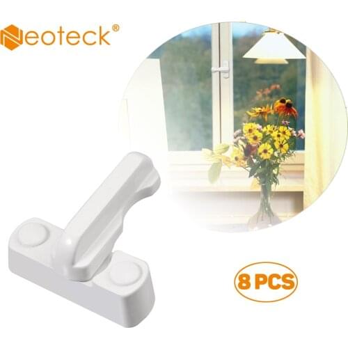 Neoteck 8 pcs Sash Blocker Jammer White uPVC Door Window Restrictor Lock Home Security Aluminium alloy