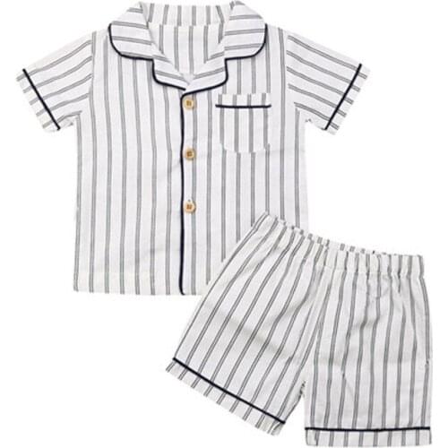 Toddler Boy Clothes Boys Cotton Pajamas Homewear Kid Children Loungewear Sleepwear Set Nightgown O-neck Short Sleeve Summer