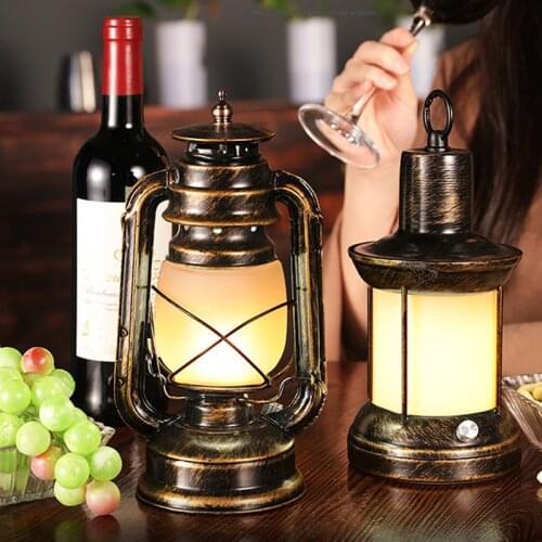 Rechargeable Led Bar Table Lamp Flame Lamp Iron Retro Table Lamp Restuarant Cafe Bar Horse Lamp Kerosene Lamps Night Light