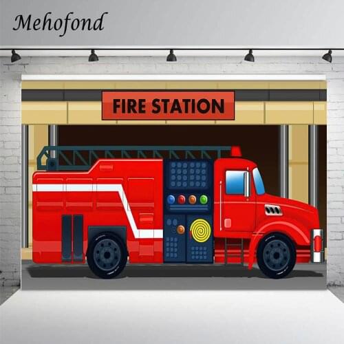 Mehofond Fire Station Truck Boy Birthday Party Backdrop Firemen Newborn Baby Shower Cake Samsh Photography Background Photoshoot