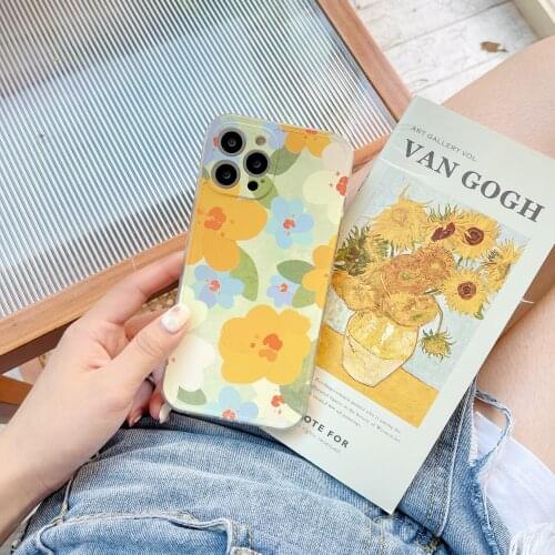 Luxury Yellow flow Phone Cases iPhone 11 12 Mini Pro XS Max X XR 7 8 Plus SE 2020 12Pro 11Pro Soft TPU Airbag Shockproof Cover