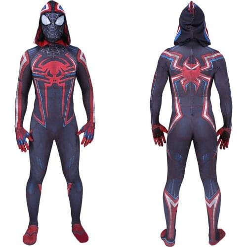 PS5 2099 Cosplay Costume Hood Zentai Superhero 3D Print Lycra Spandex Bodysuit Suit Jumpsuits Halloween Custome For Adult/Kids