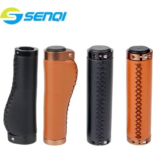 Road Bike Handle Grip Retro Hand-sewn PU Leather Bicycle Handlebar Can be locked