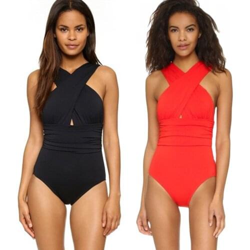 Sexy, Backless One Piece Swimsuit Women Deep V Cross Plus Size Swimwear 2020 Summer New Swimming Suit for Women