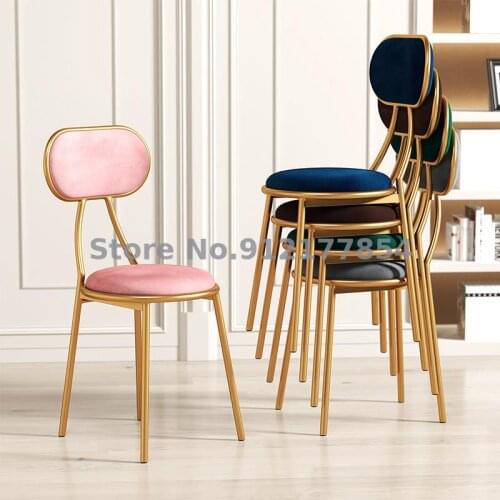 Nordic home backrest dining chair light luxury makeup chair net red dressing stool simple leisure cafe milk tea chair stool