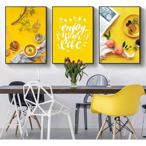 Modern Yellow Theme Nutrition Breakfast Scene Art Canvas Painting Posters and Prints Wall Art Picture for Living Room Home Decor