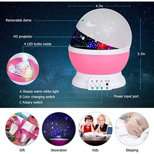 LED Night Light Luminaria Projector Star Moon desk Lamp for Baby Kids Sleep Birthday Led Indoor Light USB battery fairy colorful
