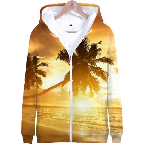 Kpop 3D zipper Hoodies Sweatshirts Men Women 2020 Ocean Sky Beautiful Seaside View Hoodie Mens Polluver Winter Casual Full