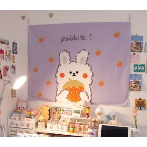 Girl dormitory rental bed wall decoration simple and beautiful shading defects lovely color pattern text hanging cloth J06
