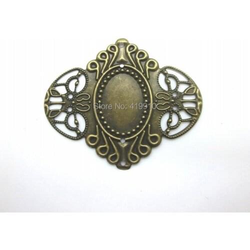 Free Shipping-20PCs Antique Bronze Filigree Cameo Frame Settings Wraps Connnector Decoration DIY Embellishments 6.9x5.6cm J0580