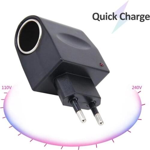 2021 Universal 220V AC To 12V DC Car Power Adapter Socket Converter 220V To 12V Household Cigarette Lighter US EU Plug