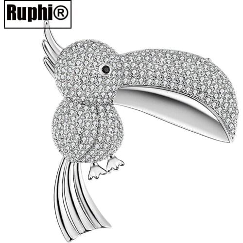 Korean Zircons Design Fashion woodpecker Bird Animal Pin Brooch for Female hot selling suit ornament accessories