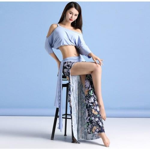 2021 Women Stage Costumes Sexy Belly Dance Lessons Practice Clothes 2-Pcs Top + Long Skirts