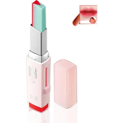 1 pc Hot Double Color Matte Nude Lipstick Cute Long Lasting Lip Gloss Moisturizing Lip Tint Mate Baton Women Beauty Easy Makeup