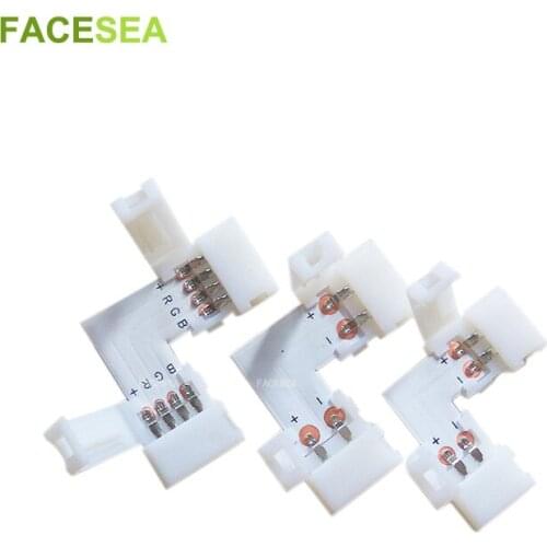 10 ~ 100Sets PCB Connector L Shape 2pin 8mm/10mm / 4pin 10mm LED Strip Connector for 3528 5050 RGB Lighting Free Welding