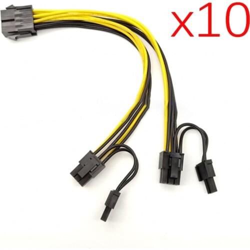 10pcs/lot PCI-E PCIE 8p Female To 2 Port Dual 8pin 6+2p Male GPU Graphics Video Card Miner Power Extension Cable Cord