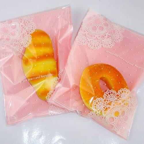 100pcs Sweet Pink Lace Plastic Bag Self-Adhesive Candy Cookie Bags Wedding Party Favor Bag DIY Cake Bakery Packaging Bags