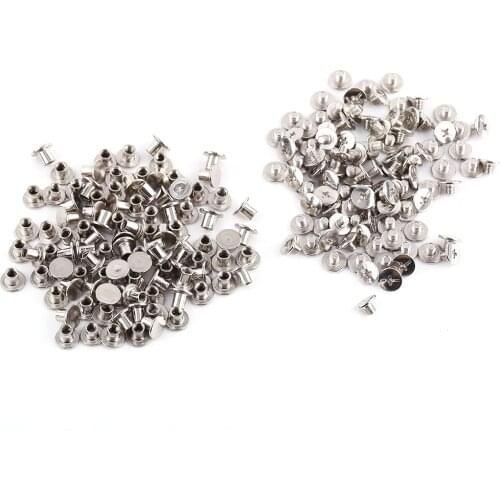 100PCS Nickel Binding Chicago Screws Nail Rivets Photo Album Leather Craft M5x6mm Photo Album Ledger Rivets