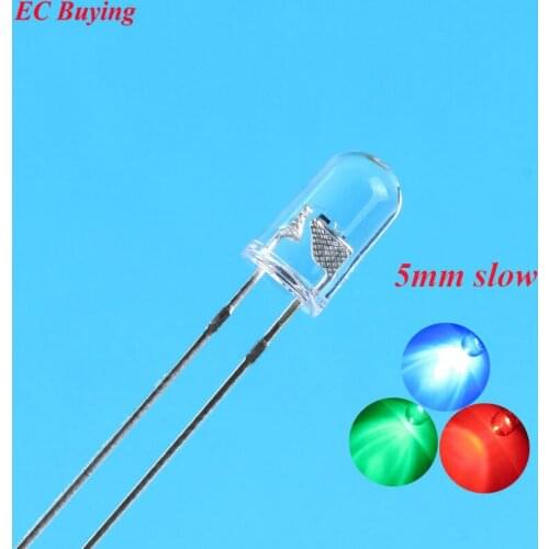 100pcs Clear 5mm RGB Slow Flashing Red Green Blue 3 Colors Multicolor Flicker 5 mm Light Emitting Diode LED Lamps Blinking