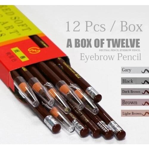 12pcs 1818 Peel Off Paper Microblading Eyebrow Pencil Longlasting Waterproof Eye Brow Pen Dark Brown Black Grey Makeup Tools
