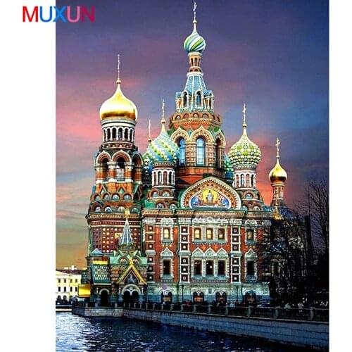 5D Diamond Embroidery St. Petersburg Church Diamond Painting Cross Stitch Square/Round Rhinestone Mosaic Home Decoration Gift