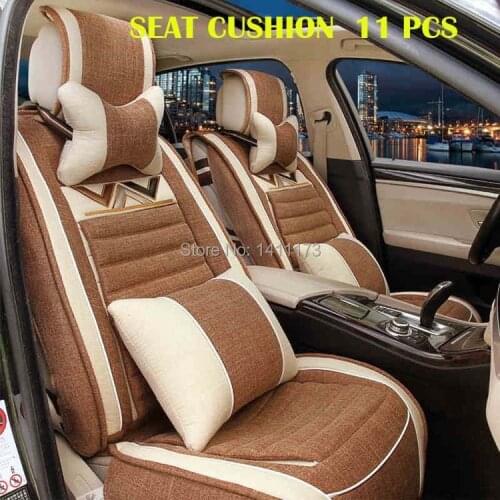 Free shipping Quality 11 PCS/set COTTON&LINEN universal car seat cover sets Auto inner decoration seat cushion seat supports