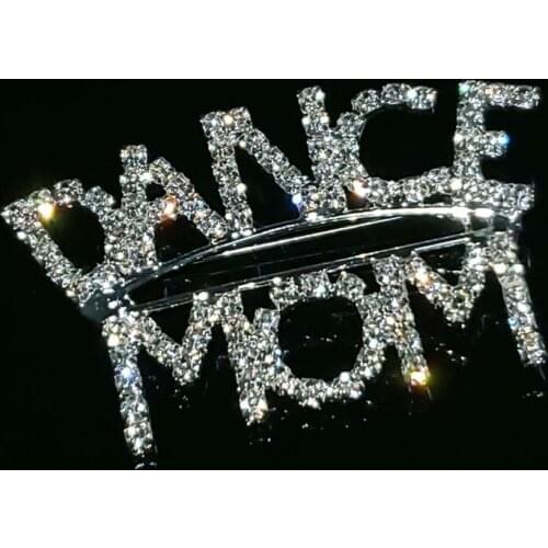 Handmade Word Brooch Pin "DANCE MOM" Words Lapel Pin in Sliver Tone Rhinestone Jewelry&Accessories Unique Gift WHOLESALE