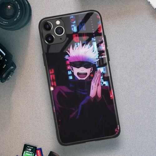 Satoru Gojo Jujutsu Kaisen Anime Soft TPU Glass Phone Case for IPhone SE 6s 7 8 Plus X Xr Xs 11 12 Mini Pro Max Samsung