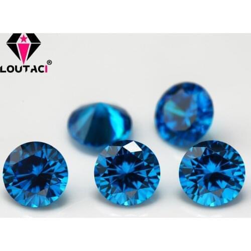 LOUTACI Color Cubic Zirconia Value Popular Brilliant Stone Round 5A Blue Topaz Big Size 6.75-20mm