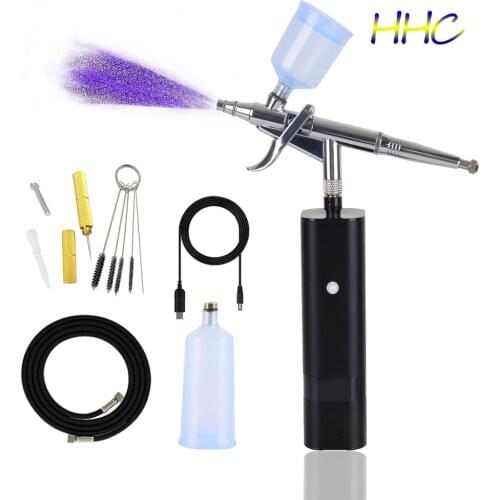 HHC Upgraded Tirgger Type Wireless Airbrush Set High Pressure Compressor Dual Action Spray Gun Auto Start Stop For Art Makeup