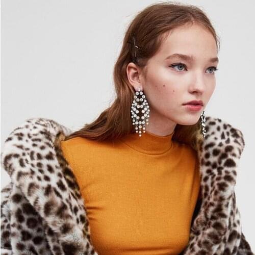 JERPVTE Brand Trendy Luxury Crystal Statement Jewelry Indian Bridal Wedding Earrings For Women Crazy Party Earrings Bijoux