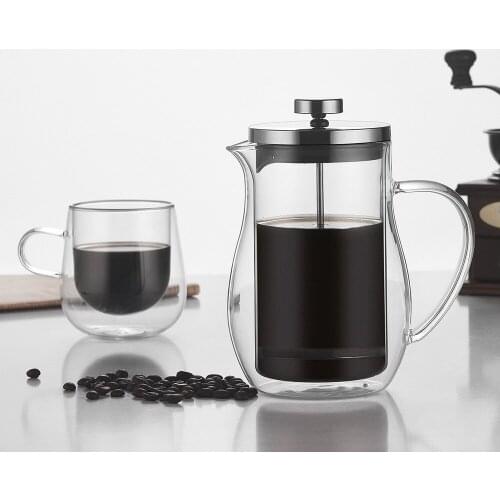 Double-layer pressure pot glass coffee pot double-layer insulation coffee appliance household filter sharing pot french presses